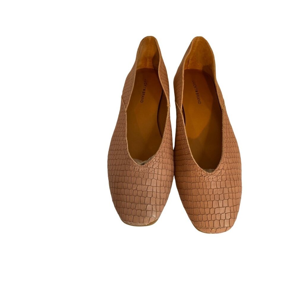 Lucky Brand Women's Textured Ballet Flats Size 10 m Beige Faux Leather